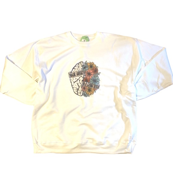 Anxiety is a liar mental health graphic crewneck sweatshirt oversized large - Picture 5 of 9
